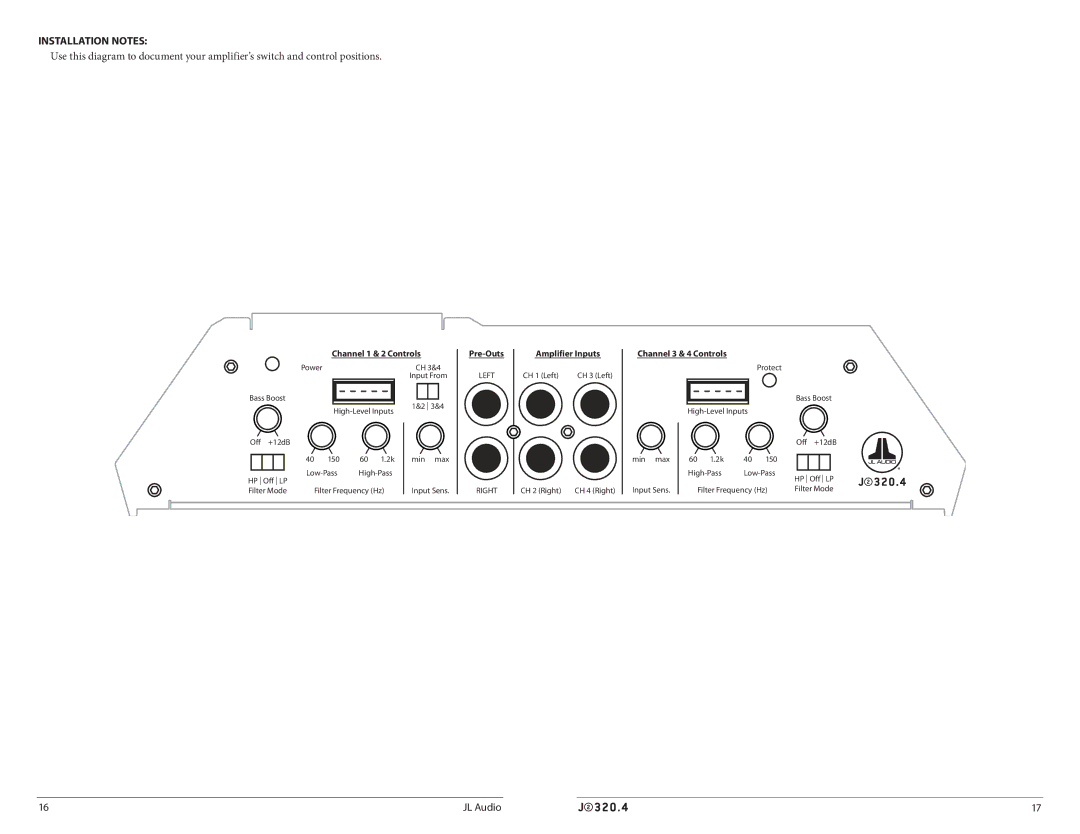 JL Audio J2320.4 owner manual Installation Notes 